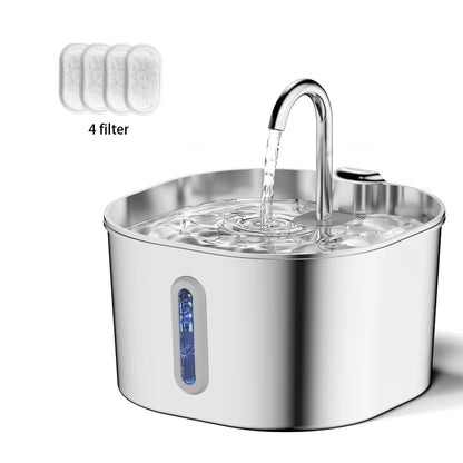 2.2L Automatic Cat and Dog Water Fountain with Faucet Stainless Steel Filter Silent Water Pump Cat Water Fountain Supplies