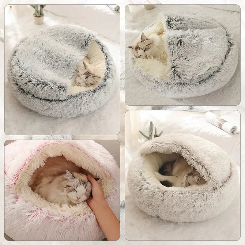 Purr-fectly Plush Pet Bed: The Cozy Round Sleeping Nest for Your Furry Royalty!