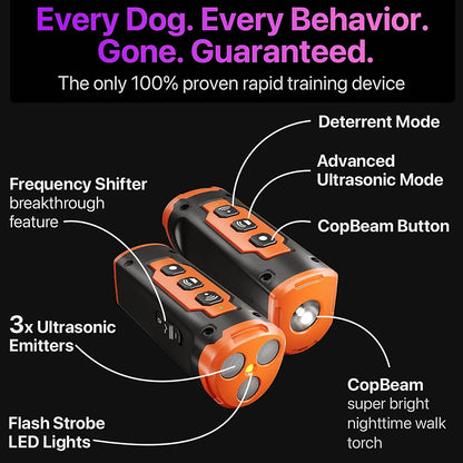 Ultimate 2023 Ultrasonic Dog Training Device - Rechargeable Bark Deterrent with LED Flashlight for Effective Dog Behavior Control