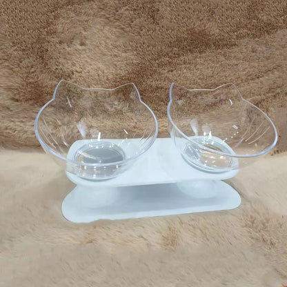 Elevated Non-Slip Double Cat Bowls with Incline Stand - Ideal Feeding Solution for Cats and Kittens