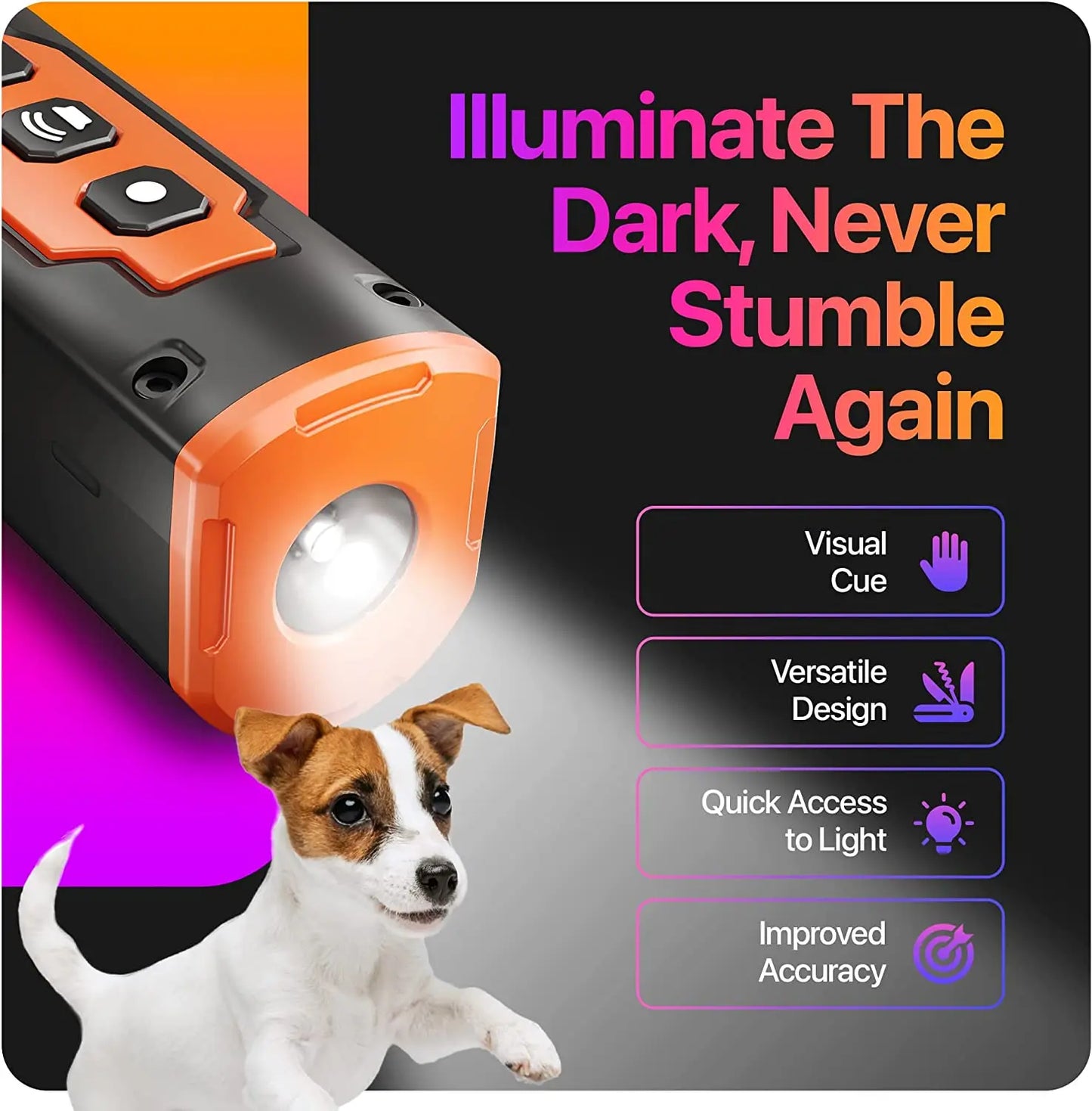 Ultimate 2023 Ultrasonic Dog Training Device - Rechargeable Bark Deterrent with LED Flashlight for Effective Dog Behavior Control