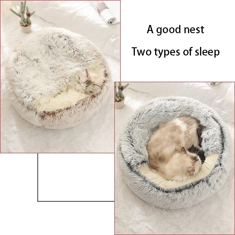 Purr-fectly Plush Pet Bed: The Cozy Round Sleeping Nest for Your Furry Royalty!